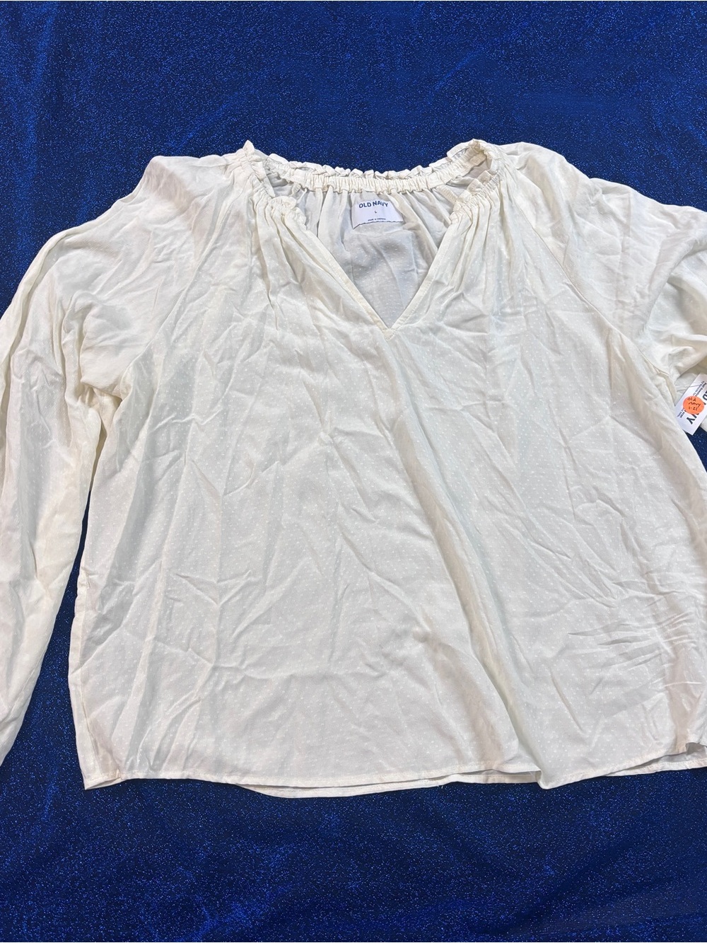 Old Navy Cream V-Neck Peasant Blouse